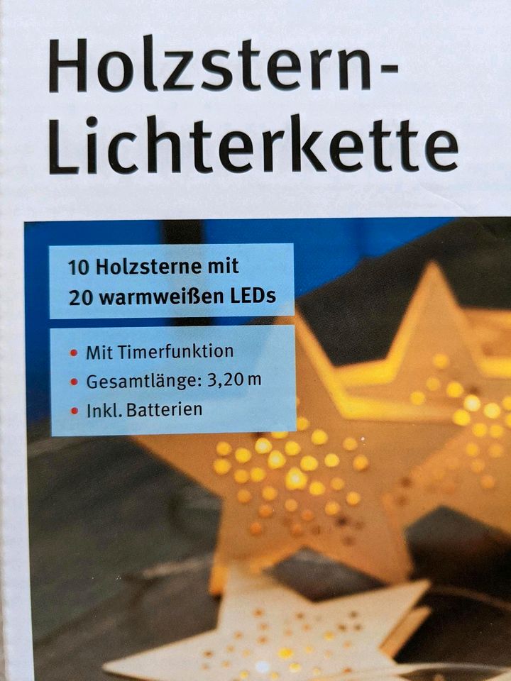 Holz Stern Lichterkette warmweißes Licht LED Timer in Hamburg