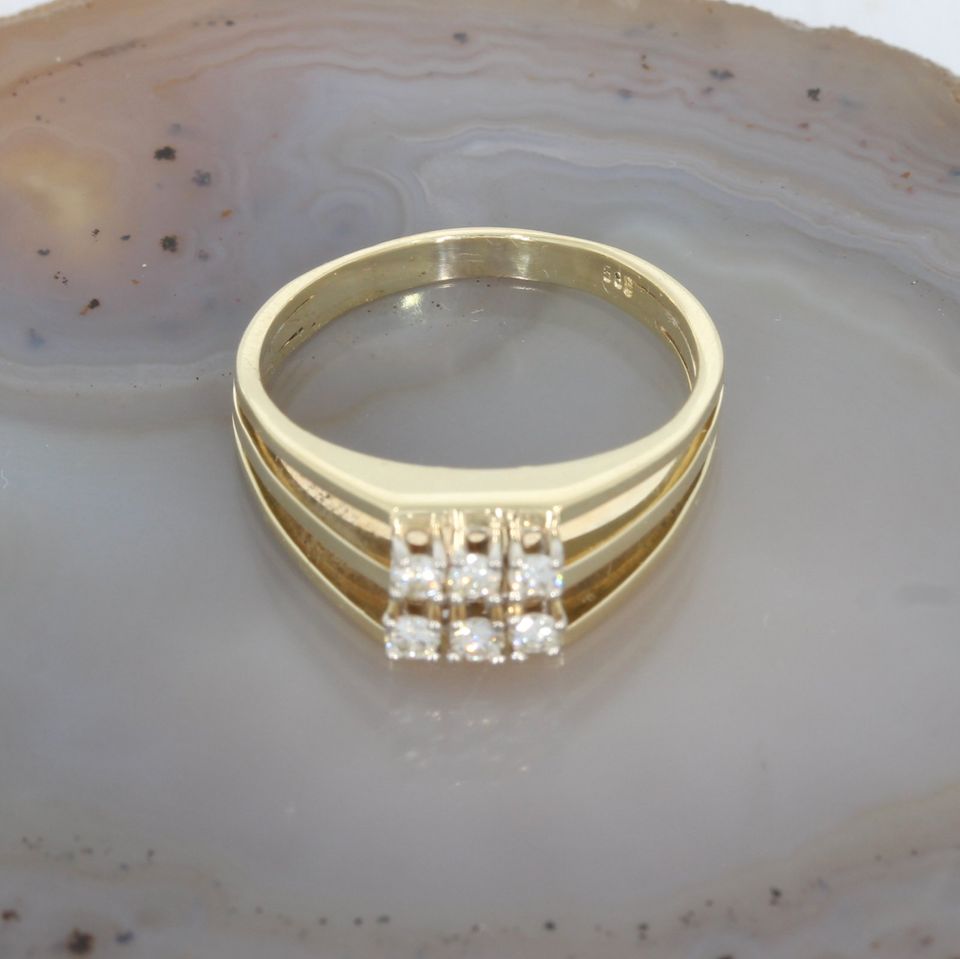 WERT 1100 € BRILLANT RING 585/14 KARAT GELB GOLD vxlt 85503 in Essen