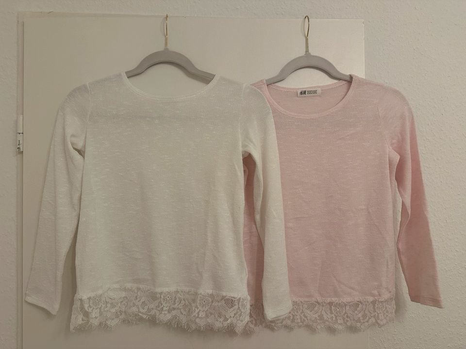 H&M Langarmshirt / dünner Pullover rosa/weiß 134/140 in Hamburg