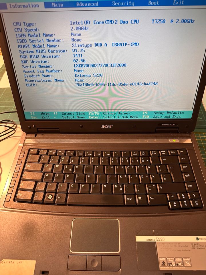 Acer Extensa 5220 mit Core2Duo T7250 in Damme