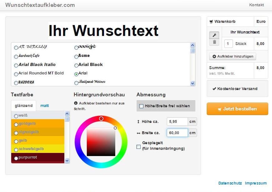 WERBEAUFKLEBER BESCHRIFTUNG ZIFFERN ZAHLEN FREISTEHEND GESTALTEN in Viernau