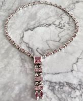 925 Silber Collier Zirkonia pink weiß Steine Halskette Schmuck Baden-Württemberg - Warthausen Vorschau