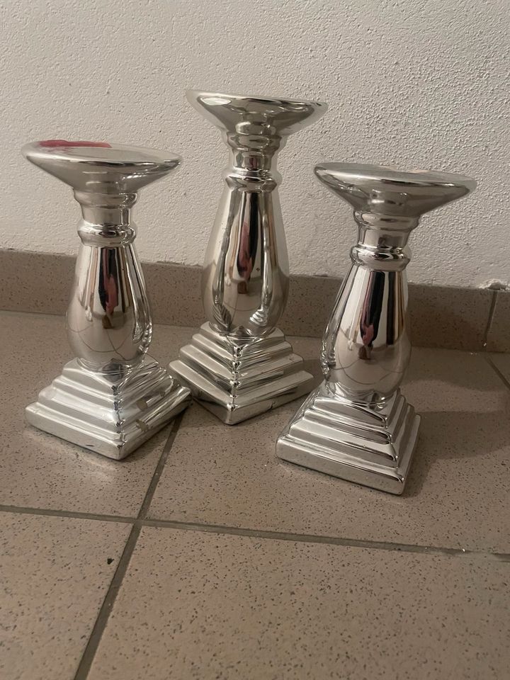 Edle Kerzenhalter XL Kerzenständer Silber Kerzen in Bad Camberg