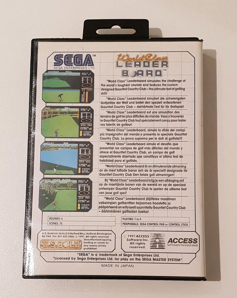 SEGA Master System Spiel World Class Golf, SAMMLERSTÜCK, komplett in Bad Soden am Taunus