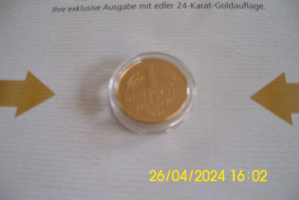Eine Mark-Münze mit 24-Karat-Goldauflage in Osnabrück