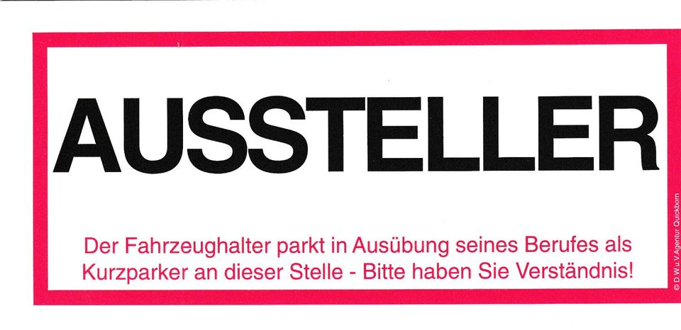 KURIER/AUSSTELLER SCHILD PARKSCHILD FÜRS AUTO AUSWEIS in Hamburg