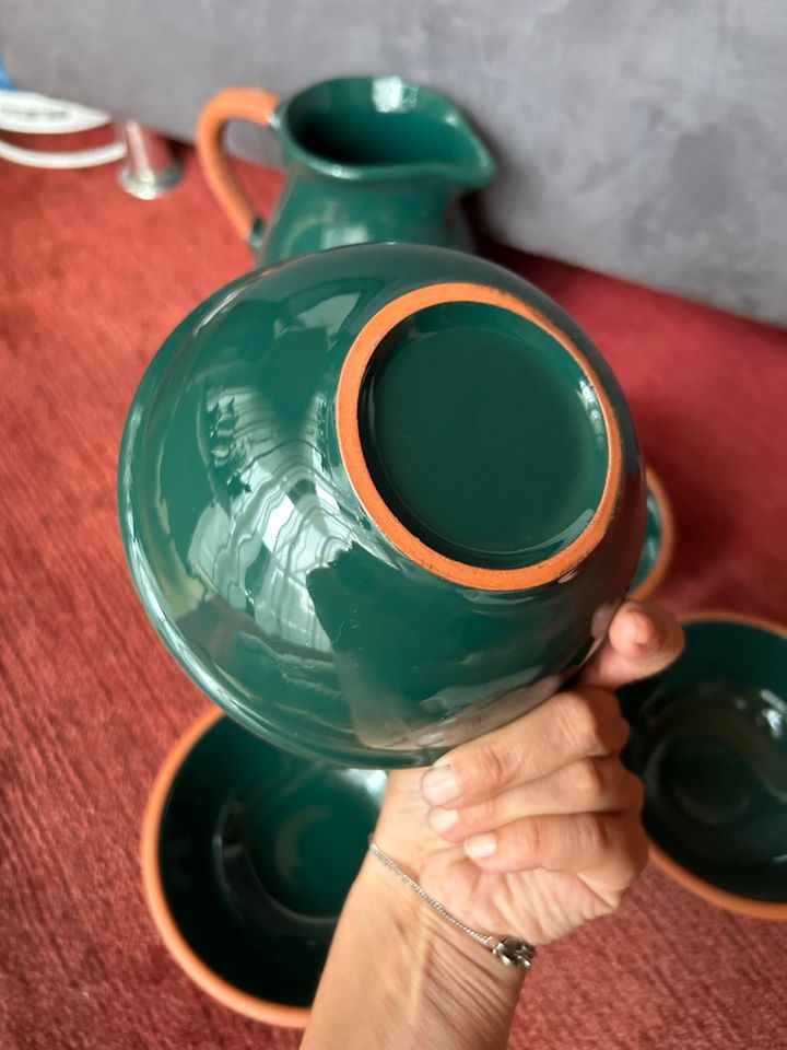 Müsli -Set neu Keramik grün Kanne Schüsseln in Erlenbach
