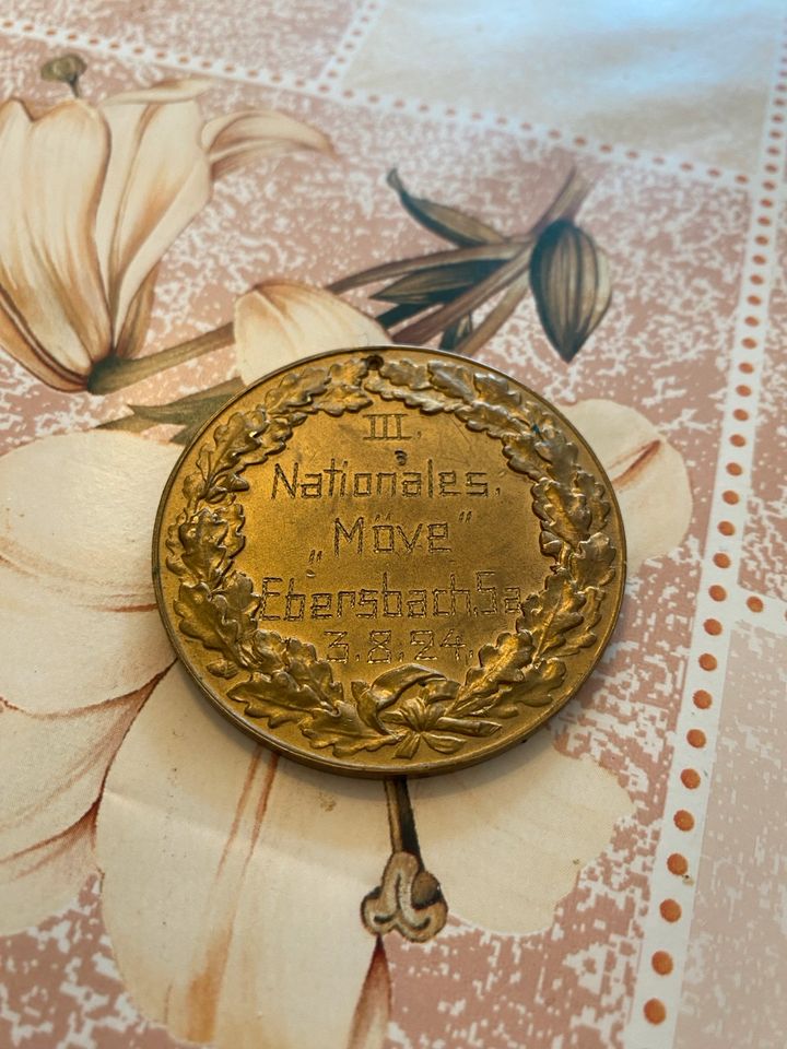 Antike Medaille „III. Nationales Möwe“ Sieger 1924 in Dresden