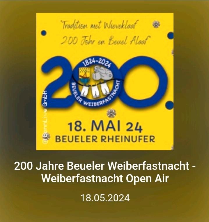 2 Tickets 200 Jahre Beueler Weiberfastnacht in Bonn