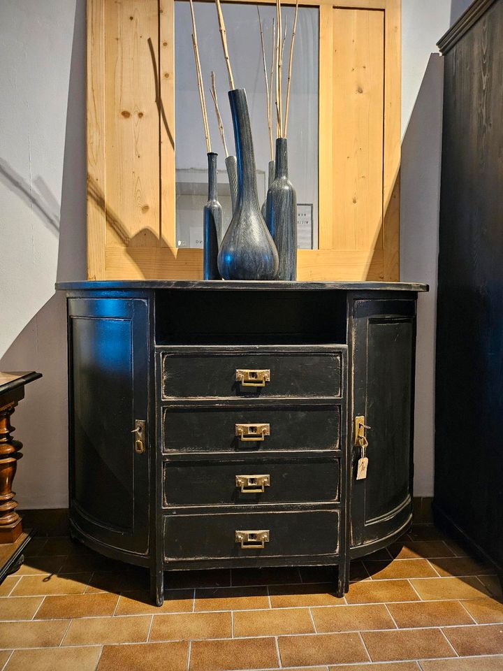 ★ ANTIK ★ Halbrunde Jugendstil Kommode antik-schwarz gefasst ★ Sideboard ★Weichholz massiv ★ Schrank Anrichte ★ restauriert ★ von wohnART ANTIKMÖBEL in Neunkirchen-Seelscheid