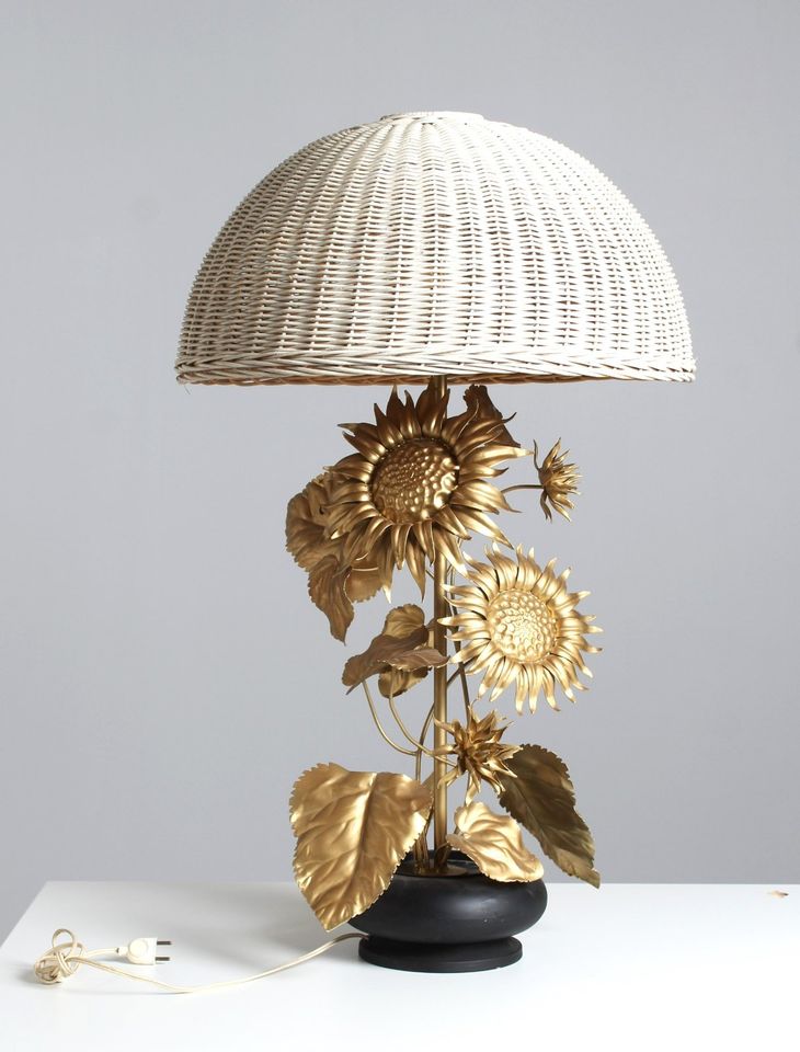 Vintage Sonnenblumen Tischlampe, 1980er-1990er Jahre in Gievenbeck