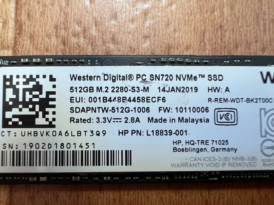 Festplatte Western Digital 512GB ssd m.2 in Berlin
