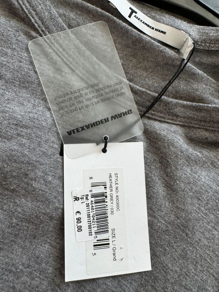 Alexander Wang grau Basic Langarm Shirt Rayon Luxus L Damen Plein in Köln