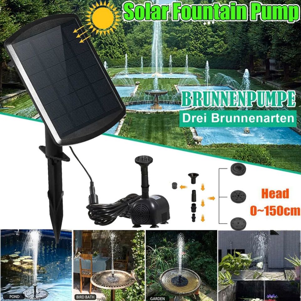 LED Wasserspiel Solarpumpe Springbrunnen Gartenbrunnen 200L/H in Bebra