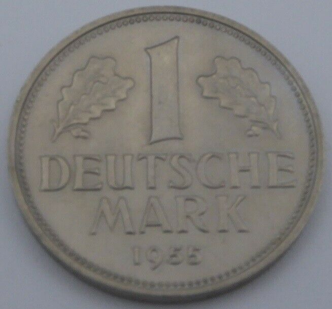 1 DM Umlaufmünze 1955, F, St (!), Prachtexemplar in Tübingen
