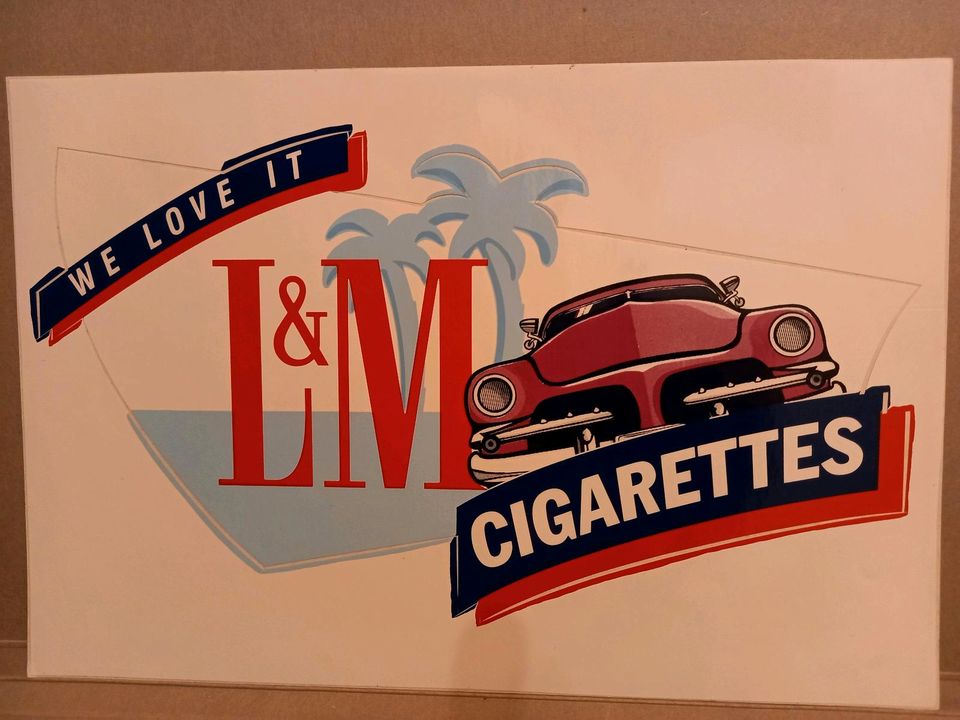 XXL Werbe-Aufkleber L&M cigarettes selten rar groß  31x21 cm in Schorndorf