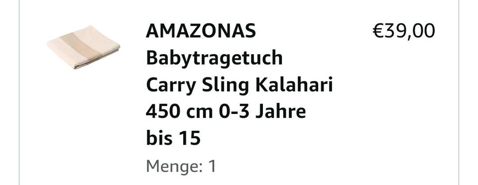 Amazonas Tragetuch Carry Sling Beige 450cm in Bexbach