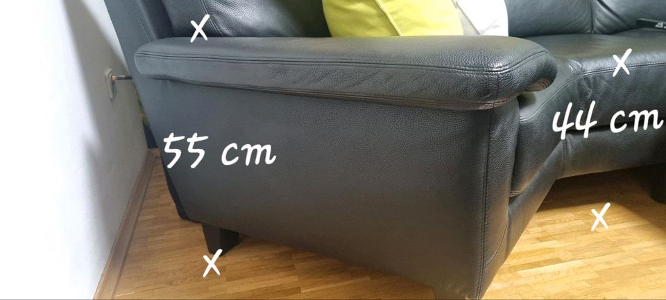 W. Schillig Longlife Voll-Leder Couch/Sofa schwarz 270 cm in Dortmund