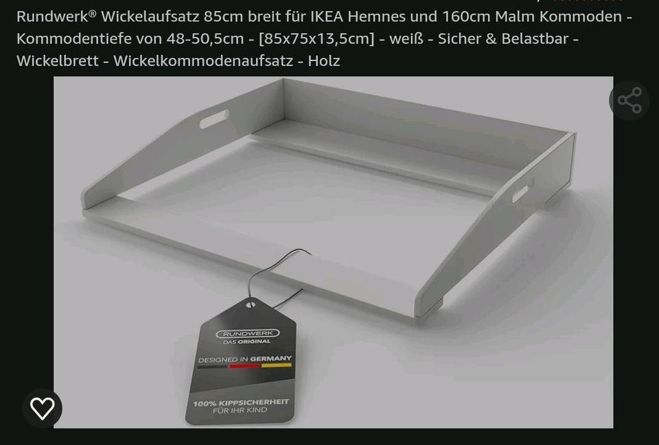 Wickelaufsatz Ikea Malm Hemnes Wickelkommode weiß in Reichenbach an der Fils