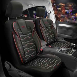 Upgrade4cars Auto-Sitzbezüge Vordersitze Rot Schwarz | Auto-Sitzbezug Set  Universal | Auto-Schonbezüge für Fahrersitz & Beifahrer