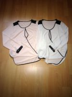 2tlg Set Chiffon Langarm T-Shirt Bluse Tunika Tops Weiß Puder Lei Baden-Württemberg - Villingen-Schwenningen Vorschau