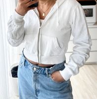 Brandy Melville weiße cropped Sweatjacke Zip Jacke Sweater Düsseldorf - Wersten Vorschau