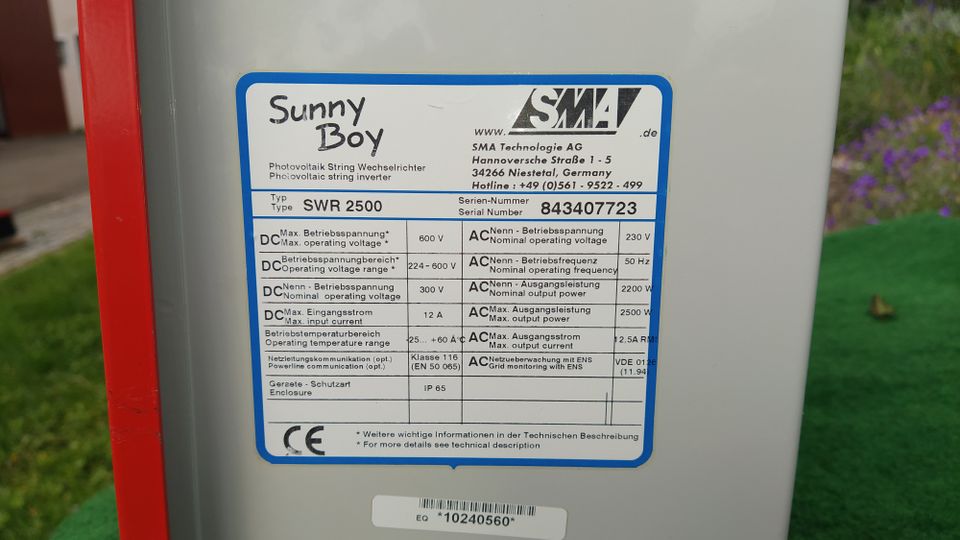 Wechselrichter SMA Sunny Boy SB 2500 Photovoltaik in Schwenningen