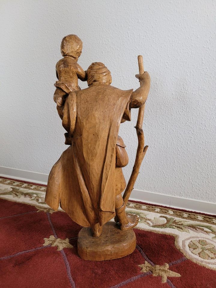 Heiliger Christophorus, große Holzfigur, Schnitzerei in Bönen