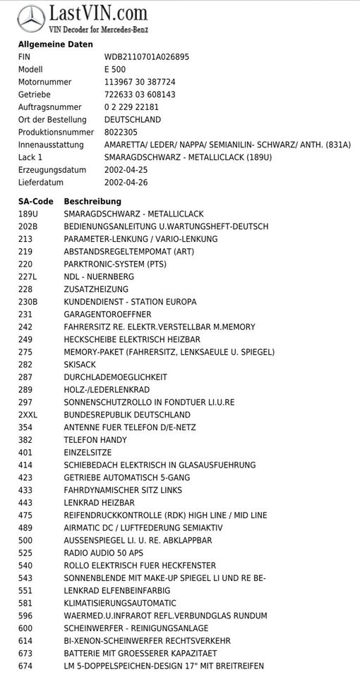 Mercedes e500 w211 Schlachtfest M113 V8 Teileverkauf in Sundern (Sauerland)