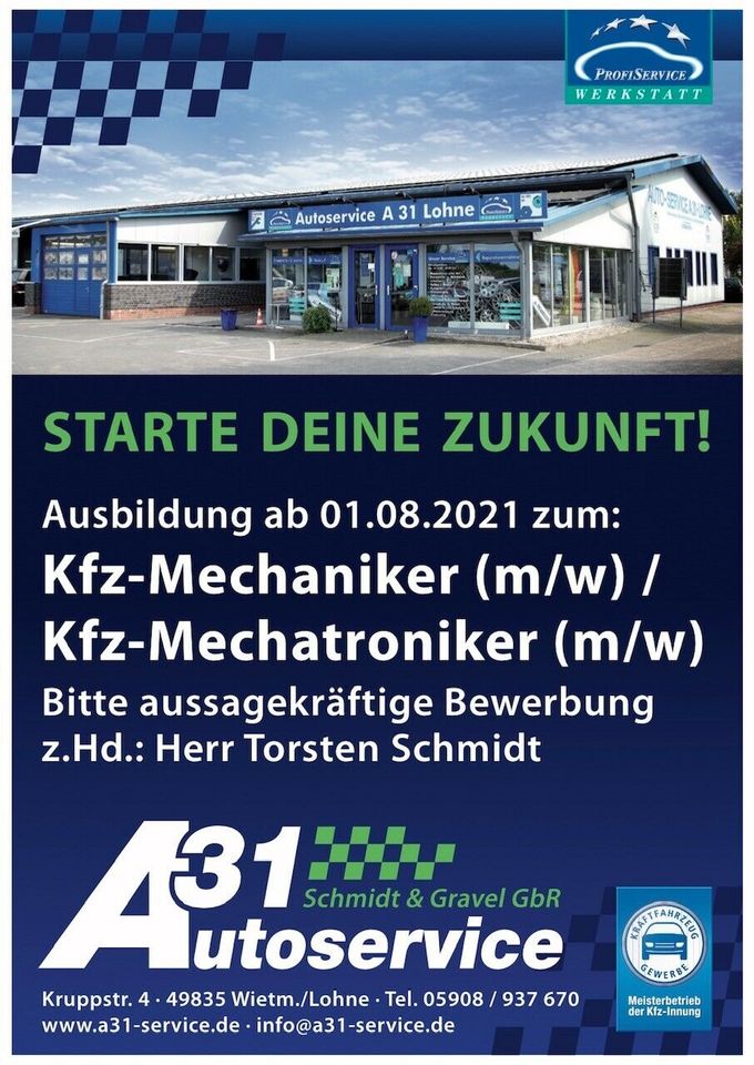 Ausbildungsplatz KFZ Mechaniker/Mechatroniker 2024 in Lohne