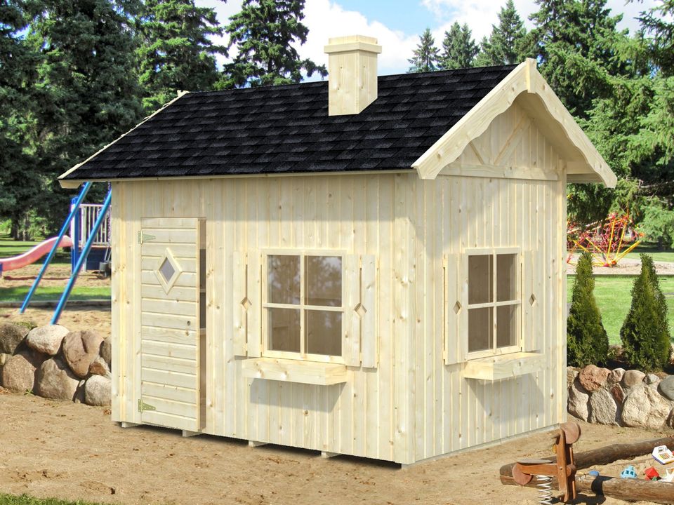 Kinderspielhaus Grete 3,7 m² 233 x 175 cm Gartenhaus Geräteschuppen Holzhaus Schuppen Gartenlaube Gartenschuppen Gartenhäuser Gerätehäuser Holzhäuser Schuppen Carport Trapezblech in Birstein