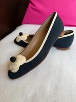 Orig. CHANEL Ballerinas Vintage Canvas Leder Blau Schwarz Beige Eimsbüttel - Hamburg Rotherbaum Vorschau