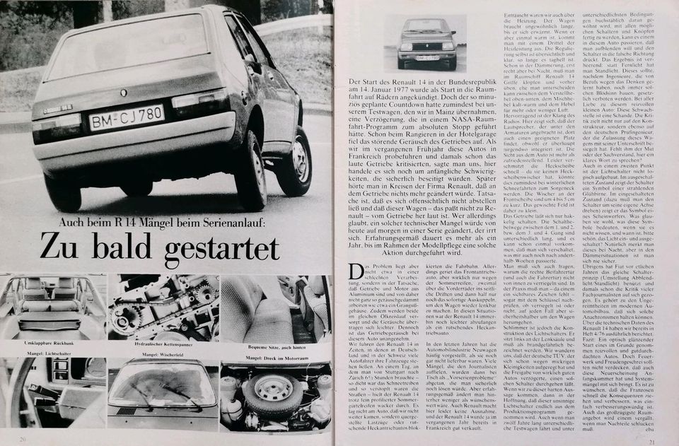 Renault 14 Reklame Werbung Berichte 1,2 1,4 TS L TL Safrane in Hanau