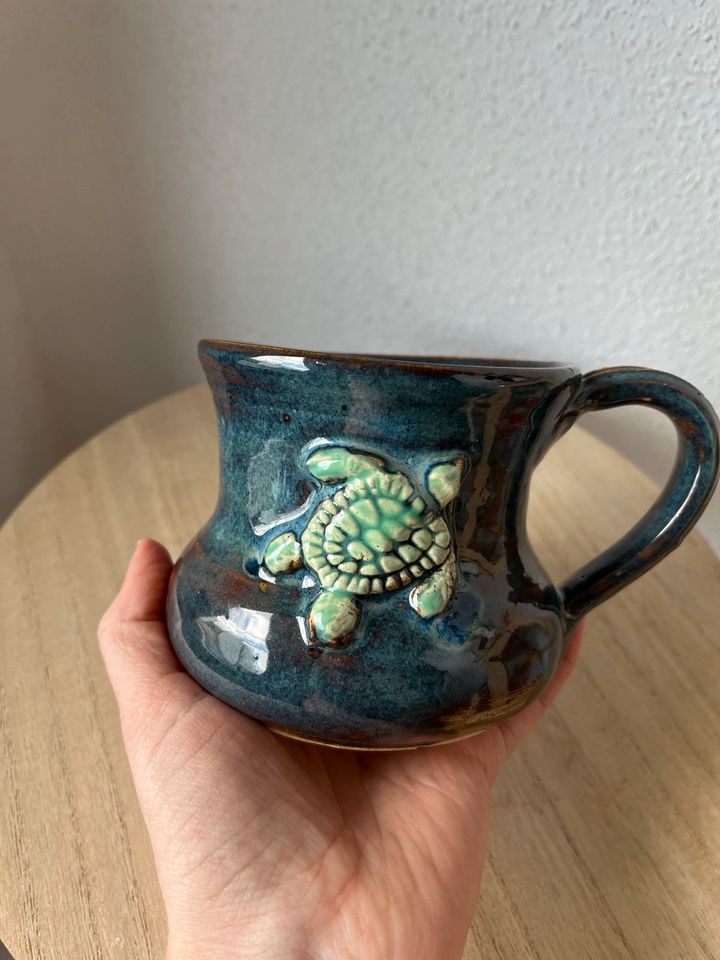 Keramiktasse handgemacht Schildkröte pottery Etsy einzigartig in Hattenhofen