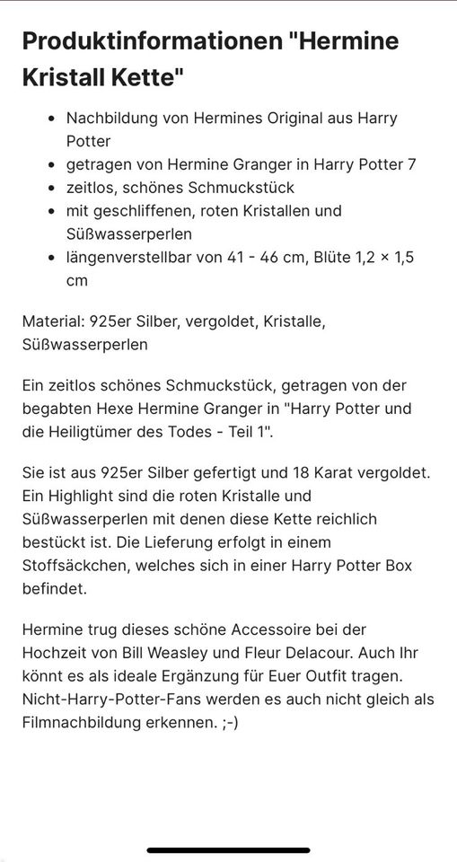 Harry Potter Hermines Halskette in Friedewald