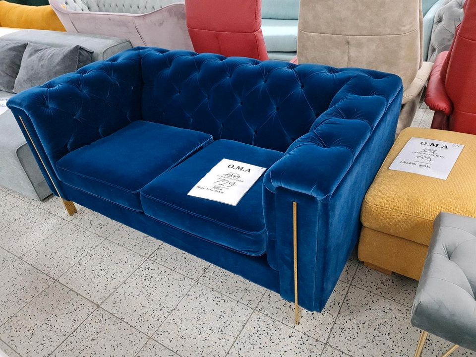 Sofa Couch 2-Sitzer Polster Chesterfield Samt Möbel UVP 1349€ in Herbstein