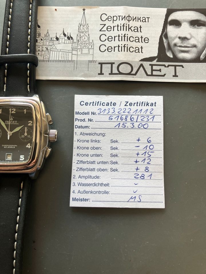 Poljot Chronograph im Tonneau Gehäuse NeuerPreis in Dorsten