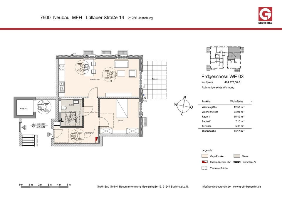 Neubau 2-Zimmer Eigentumswohnung Rollstuhlgerecht WE03 in Jesteburg