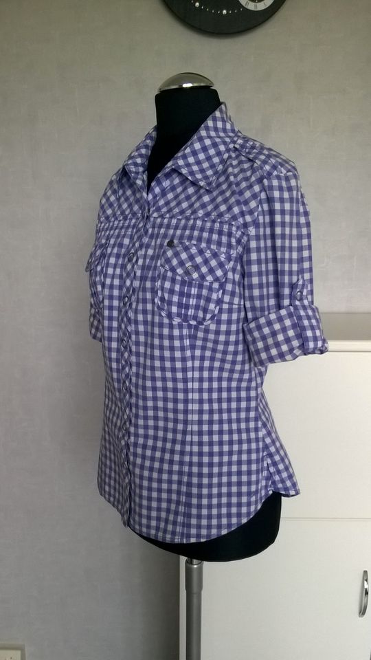 Bluse Hemd Oberteil Shirt lila weiß kariert Gr. 38 QS by S.Oliver in Berlin