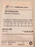 Berlin Ticket S Februar 2024 Monatskarte Monatsticket Berlin - Steglitz Vorschau