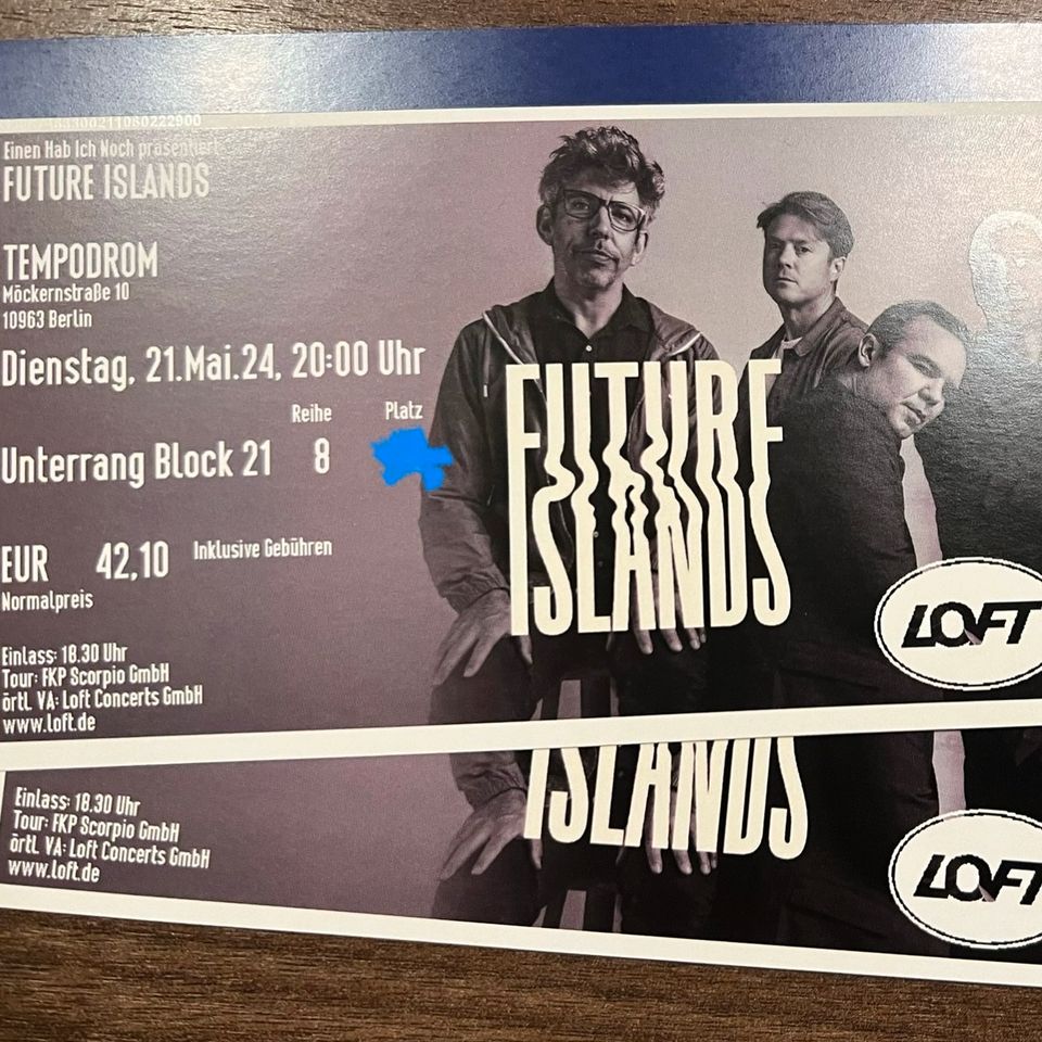 1 x Future Islands Berlin Hard Ticket in Berlin