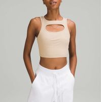 Lululemon 12 top LA tank cut out ripp crop kurz nude greige M Düsseldorf - Pempelfort Vorschau