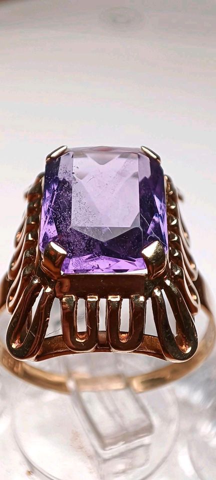 Antiker großer Amethyst Ring 585 Gold 14k 57 in Reinstorf