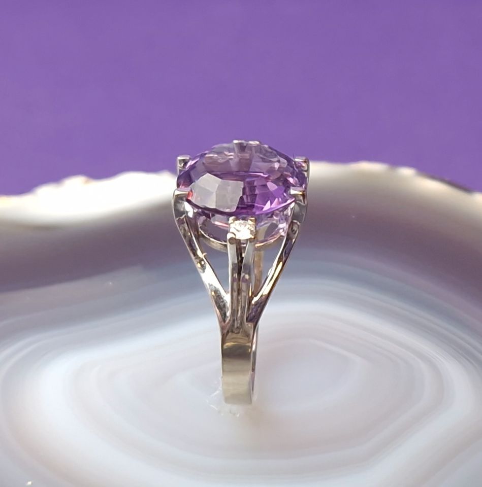 UNIKAT AMETHYST GOLD RING in 585er / 14 KARAT WEIßGOLD Gr. 55 in Dinslaken