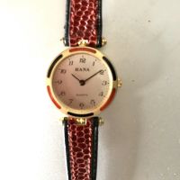 Damen Armbanduhr, vergoldet, Lederband Hessen - Biebesheim Vorschau