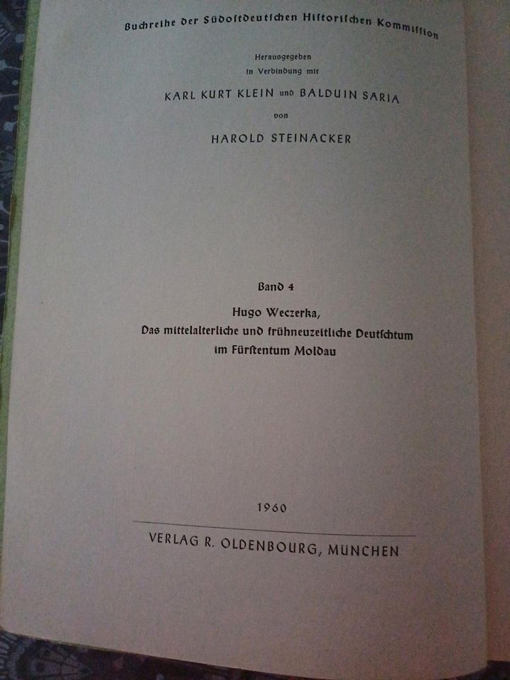 Antik Hugo Weczerka Deutschtum im Fürstentum Moldau in Colditz