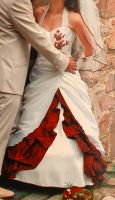 Brautkleid mit weinroten Details Sachsen - Niederwiesa Vorschau