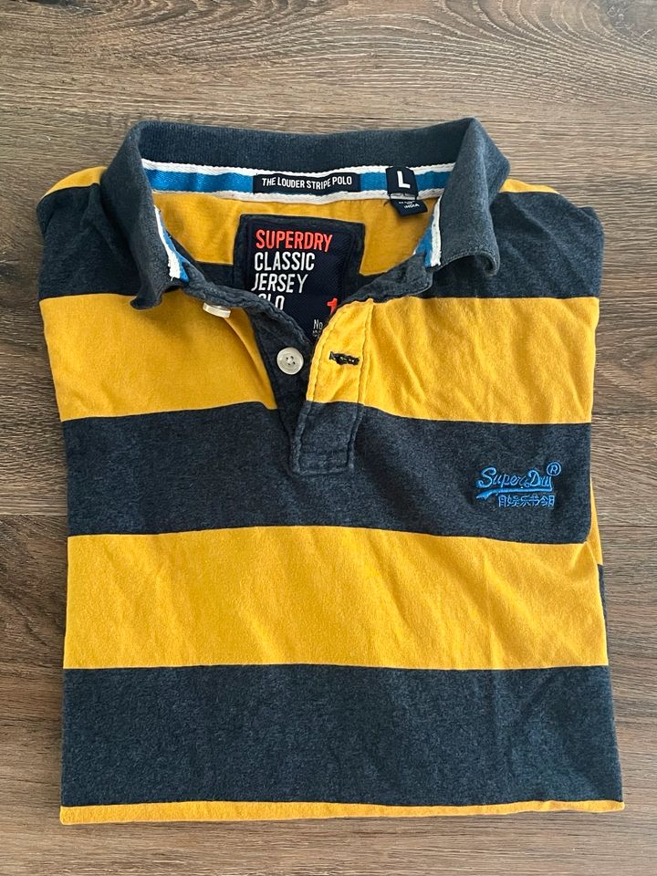 ❌❌ Superdry Polo Shirt ❌ Gr. L blau gelb gestreift ❌❌ in Bordesholm