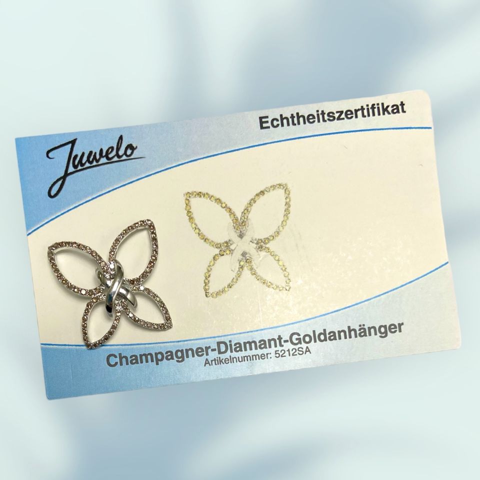 Juwelo Champagner Diamant Anhänger 375 Weißgold Schmetterling in Potsdam