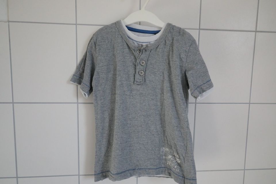 Marc O'Polo T-Shirt hellgrau Henley-Shirt Knopfleiste 116 122 in Potsdam